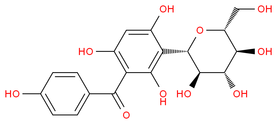 (2R,3S,4R,5R,6S)-2-(hydroxymethyl)-6-[2,4,6-trihydroxy-3-(4-hydroxybenzoyl)phenyl]oxane-3,4,5-triol_分子结构_CAS_104669-02-5