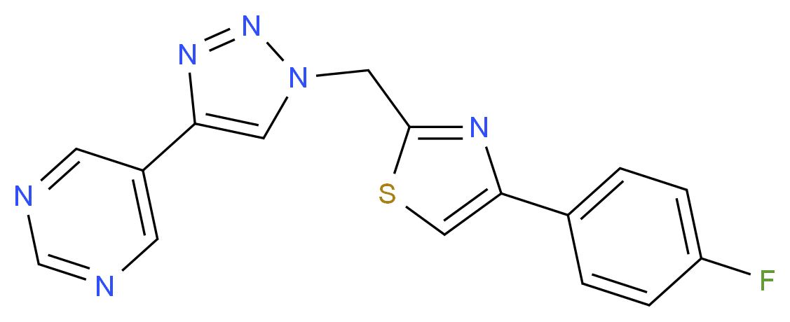 5-(1-{[4-(4-fluorophenyl)-1,3-thiazol-2-yl]methyl}-1H-1,2,3-triazol-4-yl)pyrimidine_分子结构_CAS_)