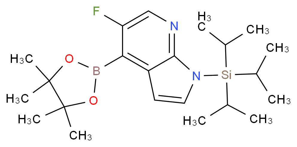 5-Fluoro-4-(4,4,5,5-tetramethyl-1,3,2-dioxaborolan-2-yl)-1-(triisopropylsilyl)-1H-pyrrolo[2,3-b]pyridine_分子结构_CAS_1241950-72-0)