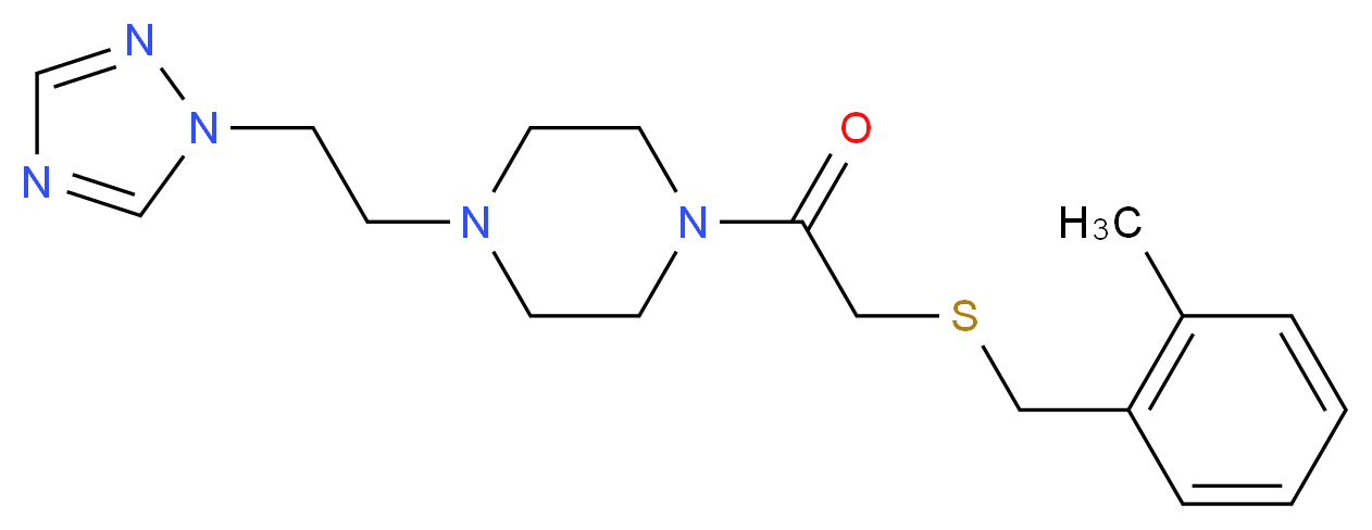 1-{[(2-methylbenzyl)thio]acetyl}-4-[2-(1H-1,2,4-triazol-1-yl)ethyl]piperazine_分子结构_CAS_)