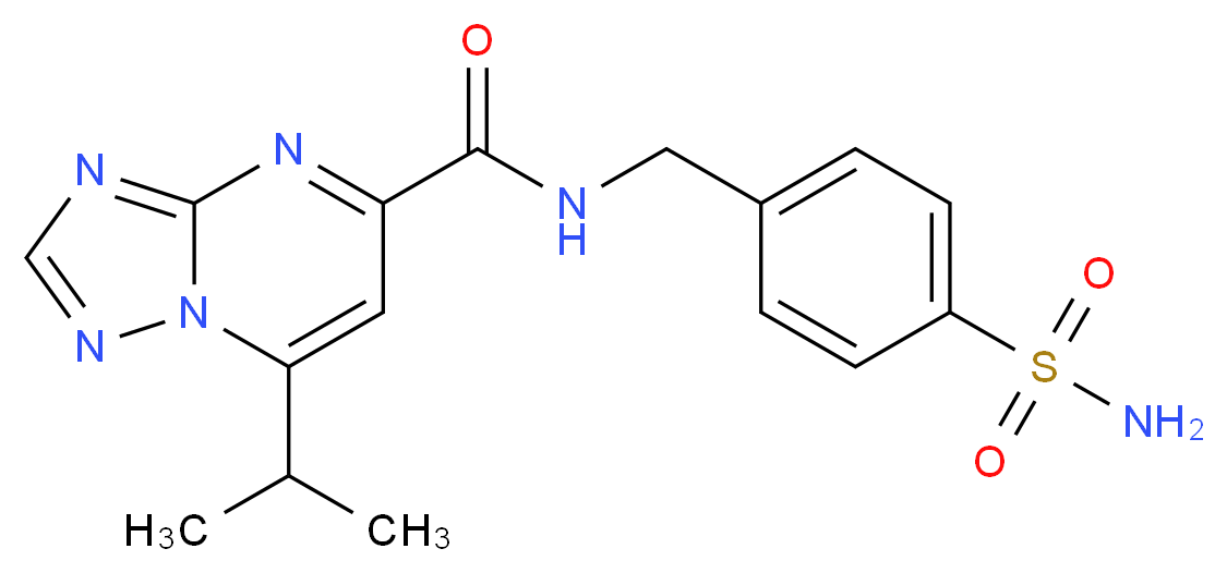 N-[4-(aminosulfonyl)benzyl]-7-isopropyl[1,2,4]triazolo[1,5-a]pyrimidine-5-carboxamide_分子结构_CAS_)