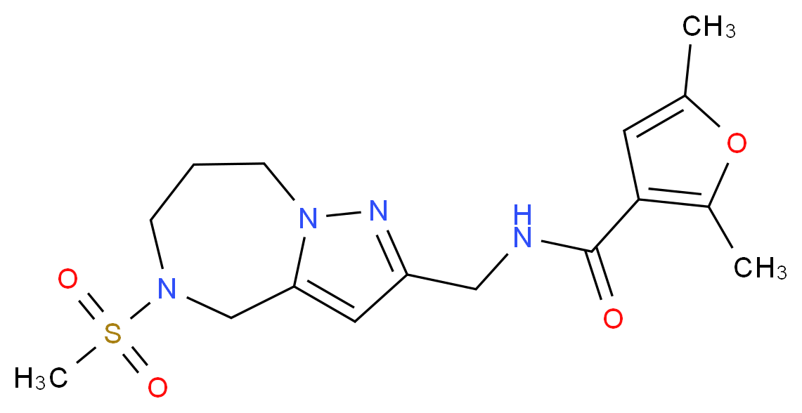 2,5-dimethyl-N-{[5-(methylsulfonyl)-5,6,7,8-tetrahydro-4H-pyrazolo[1,5-a][1,4]diazepin-2-yl]methyl}-3-furamide_分子结构_CAS_)
