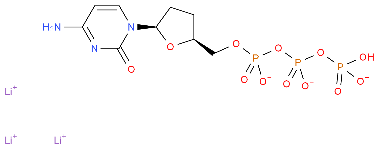 trilithium(1+) ion ({[(2S,5R)-5-(4-amino-2-oxo-1,2-dihydropyrimidin-1-yl)oxolan-2-yl]methyl phosphonato}oxy)(hydrogen phosphonatooxy)phosphinate_分子结构_CAS_93939-77-6