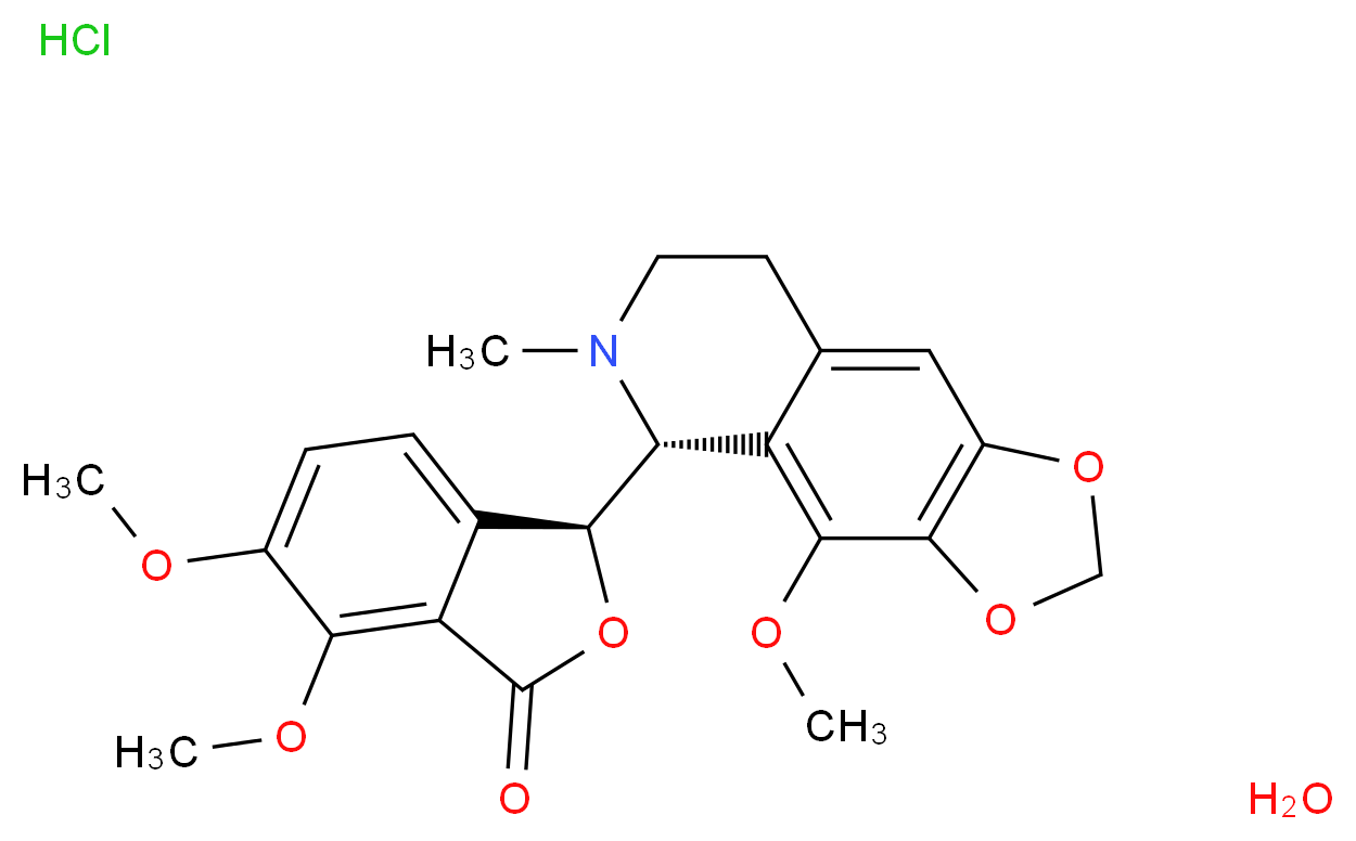 (3S)-6,7-dimethoxy-3-[(5R)-4-methoxy-6-methyl-2H,5H,6H,7H,8H-[1,3]dioxolo[4,5-g]isoquinolin-5-yl]-1,3-dihydro-2-benzofuran-1-one hydrate hydrochloride_分子结构_CAS_912-60-7