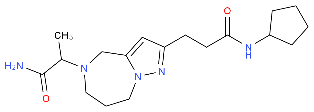 2-[2-[3-(cyclopentylamino)-3-oxopropyl]-7,8-dihydro-4H-pyrazolo[1,5-a][1,4]diazepin-5(6H)-yl]propanamide_分子结构_CAS_)