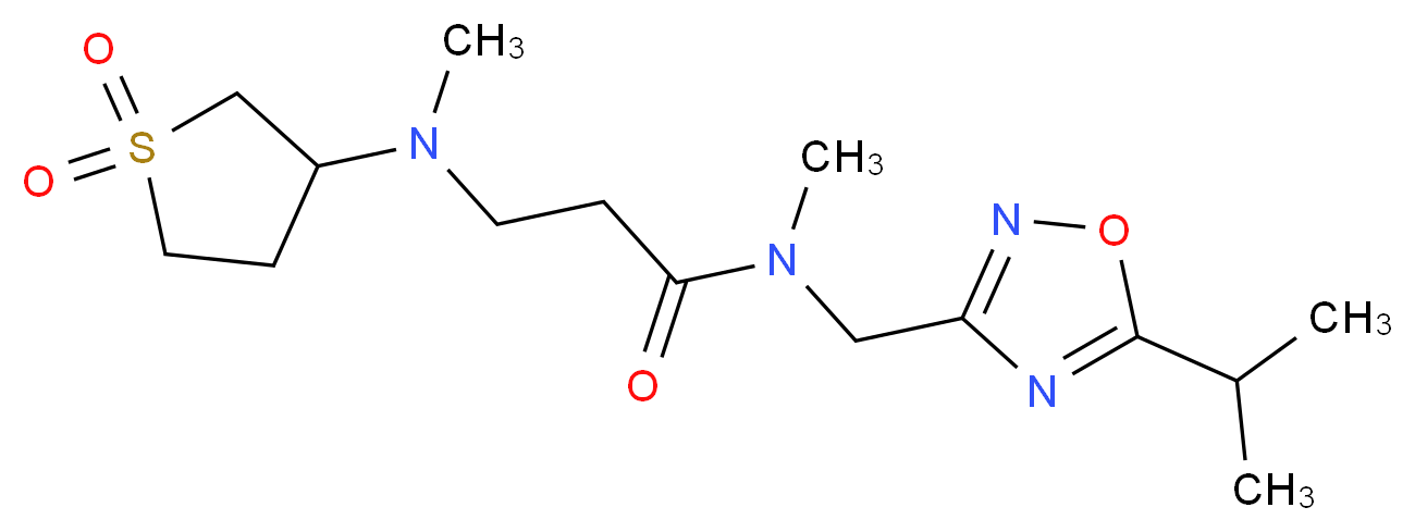 N~3~-(1,1-dioxidotetrahydro-3-thienyl)-N~1~-[(5-isopropyl-1,2,4-oxadiazol-3-yl)methyl]-N~1~,N~3~-dimethyl-beta-alaninamide_分子结构_CAS_)