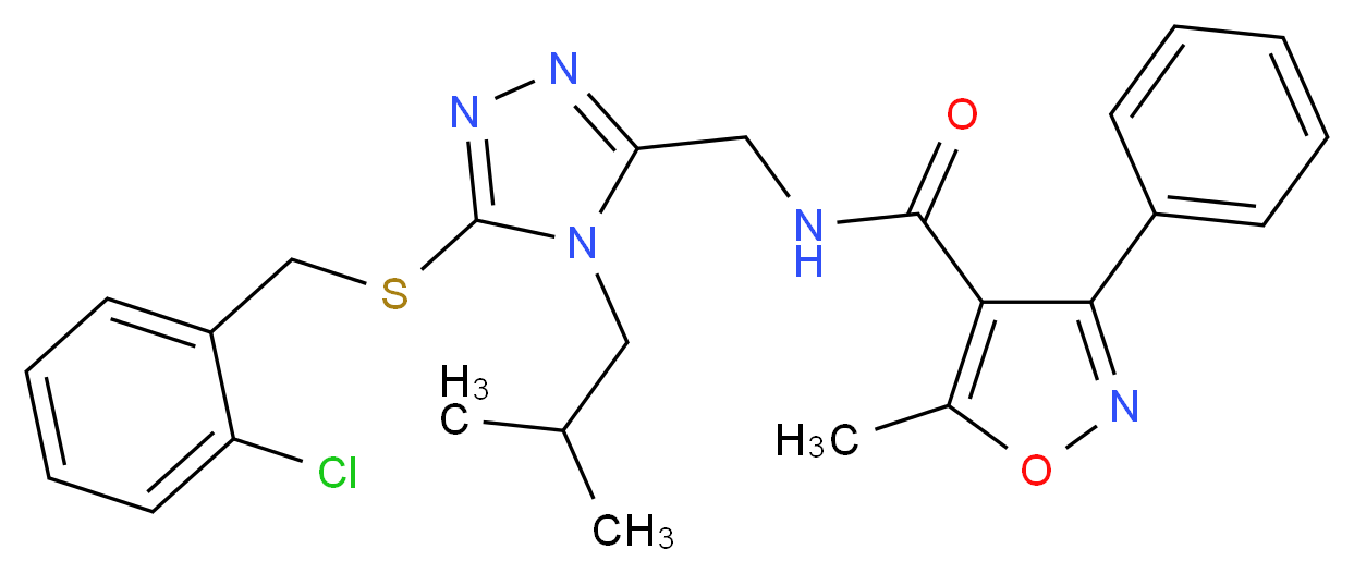 N-({5-[(2-chlorobenzyl)thio]-4-isobutyl-4H-1,2,4-triazol-3-yl}methyl)-5-methyl-3-phenyl-4-isoxazolecarboxamide_分子结构_CAS_)