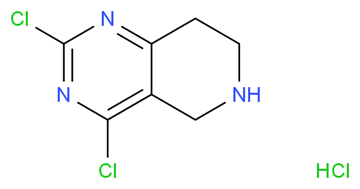 2,4-Dichloro-5,6,7,8-tetrahydropyrido-[4,3-d]pyrimidine hydrochloride_分子结构_CAS_1208901-69-2)