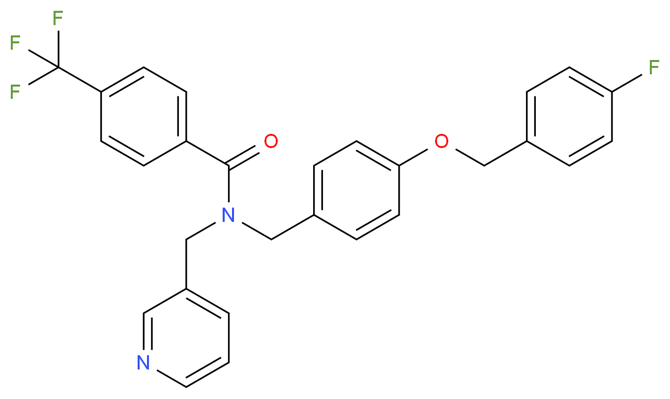 N-{4-[(4-fluorobenzyl)oxy]benzyl}-N-(3-pyridinylmethyl)-4-(trifluoromethyl)benzamide_分子结构_CAS_)