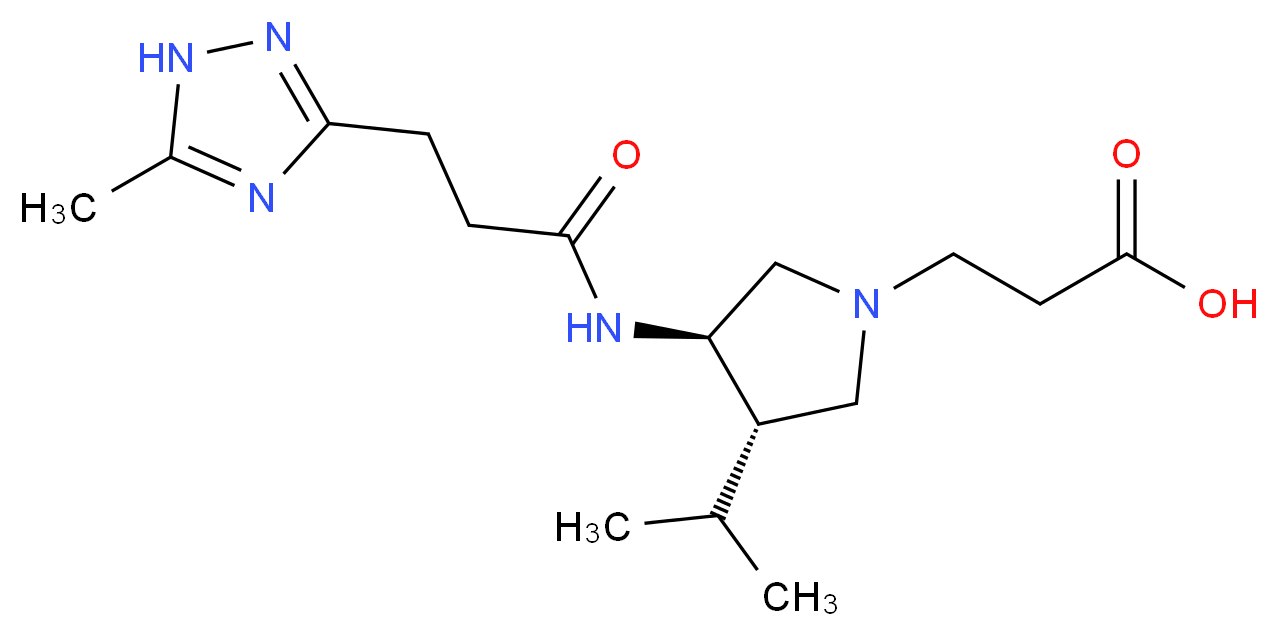 3-((3S*,4R*)-3-isopropyl-4-{[3-(5-methyl-1H-1,2,4-triazol-3-yl)propanoyl]amino}-1-pyrrolidinyl)propanoic acid_分子结构_CAS_)