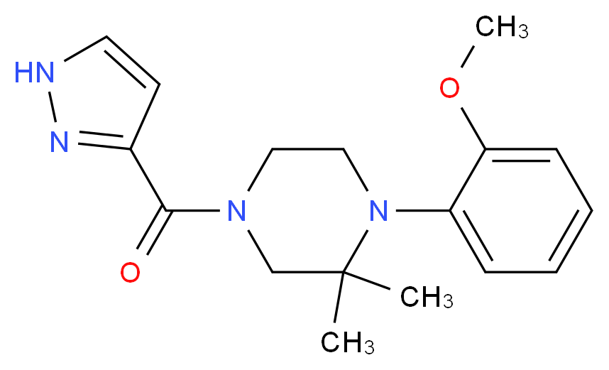 1-(2-methoxyphenyl)-2,2-dimethyl-4-(1H-pyrazol-3-ylcarbonyl)piperazine_分子结构_CAS_)