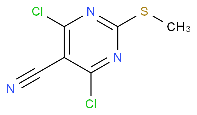 4,6-dichloro-2-(methylsulfanyl)pyrimidine-5-carbonitrile_分子结构_CAS_33097-13-1