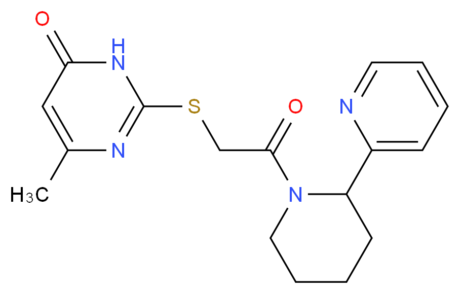 6-methyl-2-{[2-oxo-2-(2-pyridin-2-ylpiperidin-1-yl)ethyl]thio}pyrimidin-4(3H)-one_分子结构_CAS_)