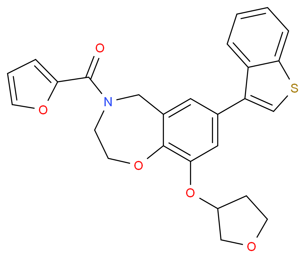 7-(1-benzothien-3-yl)-4-(2-furoyl)-9-(tetrahydro-3-furanyloxy)-2,3,4,5-tetrahydro-1,4-benzoxazepine_分子结构_CAS_)