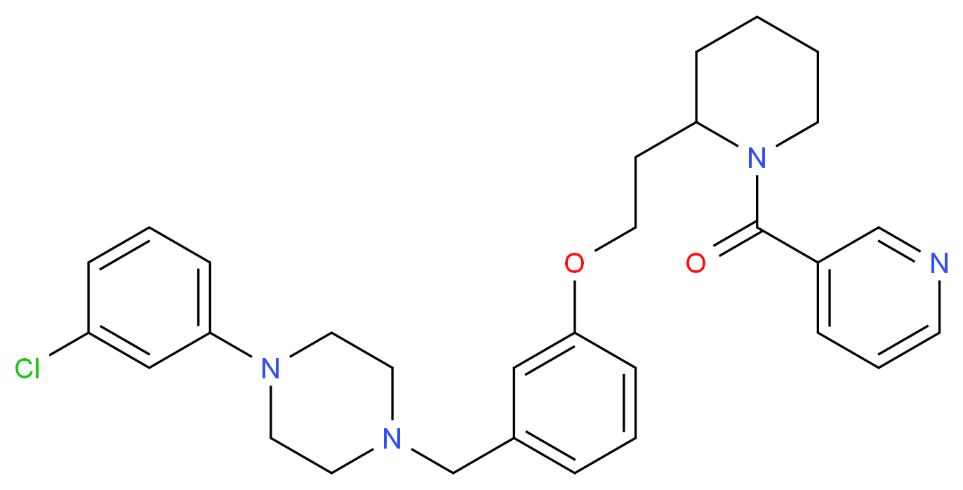 1-(3-chlorophenyl)-4-(3-{2-[1-(3-pyridinylcarbonyl)-2-piperidinyl]ethoxy}benzyl)piperazine_分子结构_CAS_)