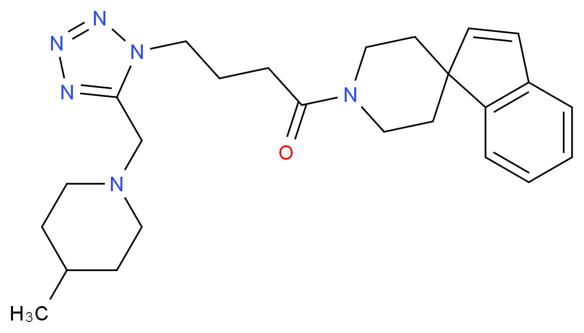 1'-(4-{5-[(4-methyl-1-piperidinyl)methyl]-1H-tetrazol-1-yl}butanoyl)spiro[indene-1,4'-piperidine]_分子结构_CAS_)