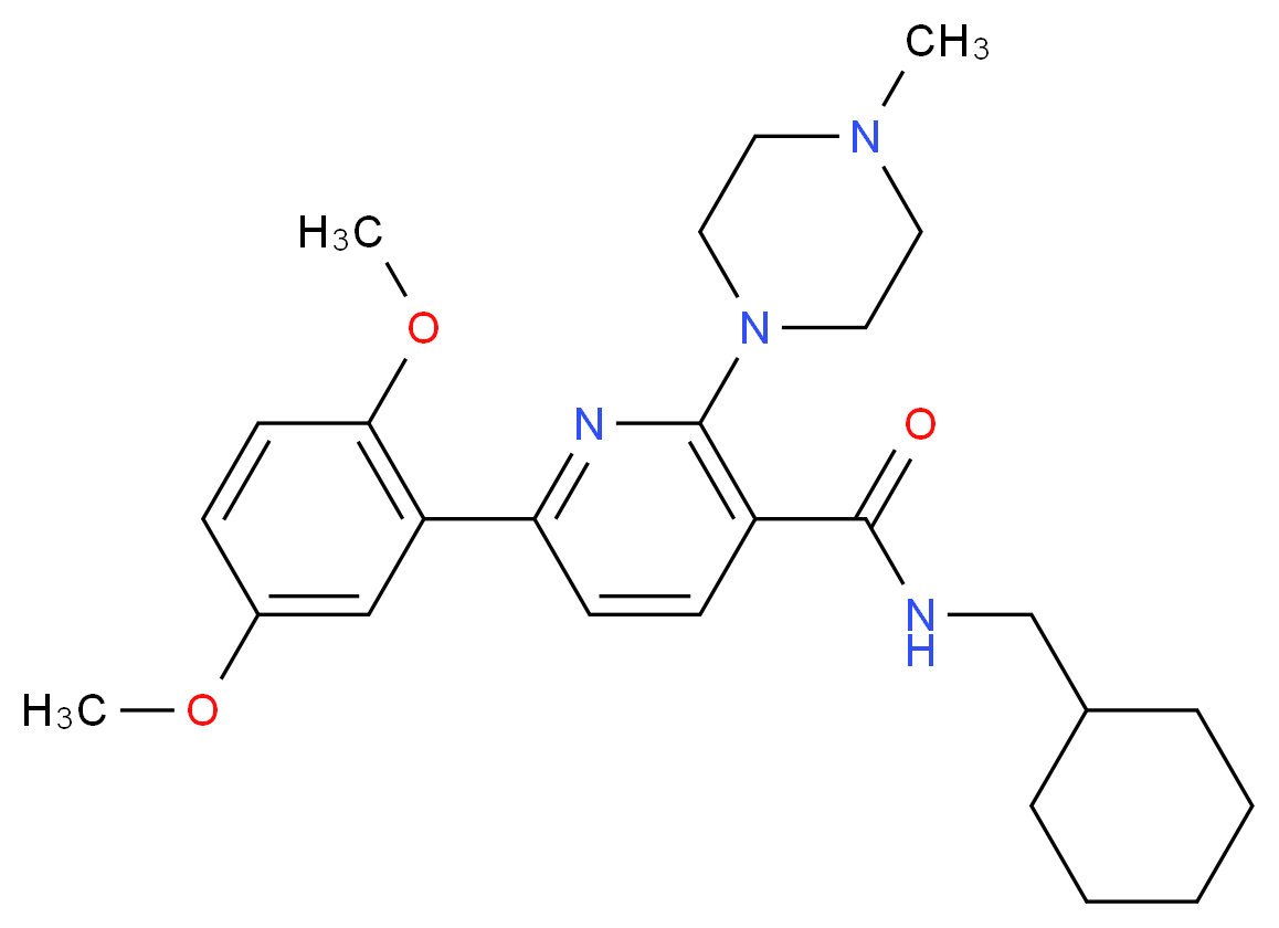 N-(cyclohexylmethyl)-6-(2,5-dimethoxyphenyl)-2-(4-methyl-1-piperazinyl)nicotinamide_分子结构_CAS_)