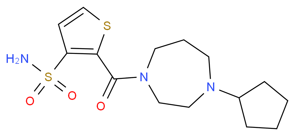 2-[(4-cyclopentyl-1,4-diazepan-1-yl)carbonyl]-3-thiophenesulfonamide_分子结构_CAS_)