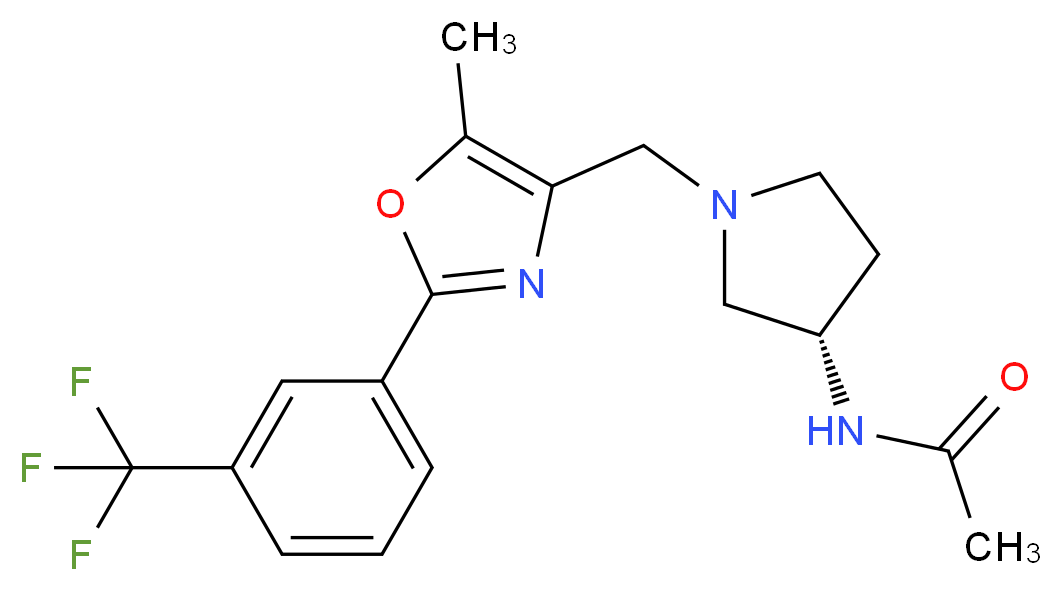 N-[(3S)-1-({5-methyl-2-[3-(trifluoromethyl)phenyl]-1,3-oxazol-4-yl}methyl)pyrrolidin-3-yl]acetamide_分子结构_CAS_)