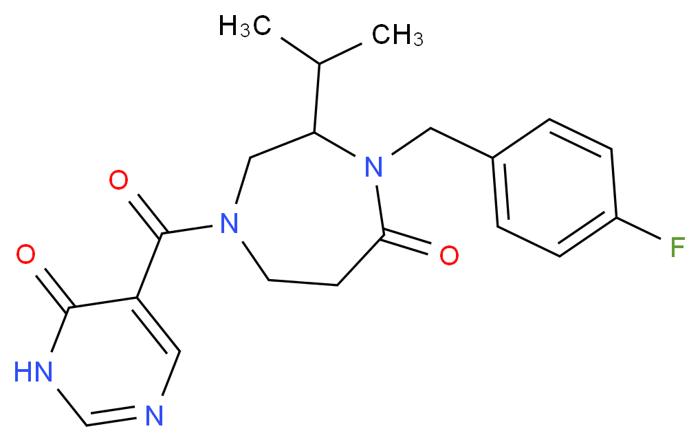4-(4-fluorobenzyl)-3-isopropyl-1-[(6-oxo-1,6-dihydropyrimidin-5-yl)carbonyl]-1,4-diazepan-5-one_分子结构_CAS_)