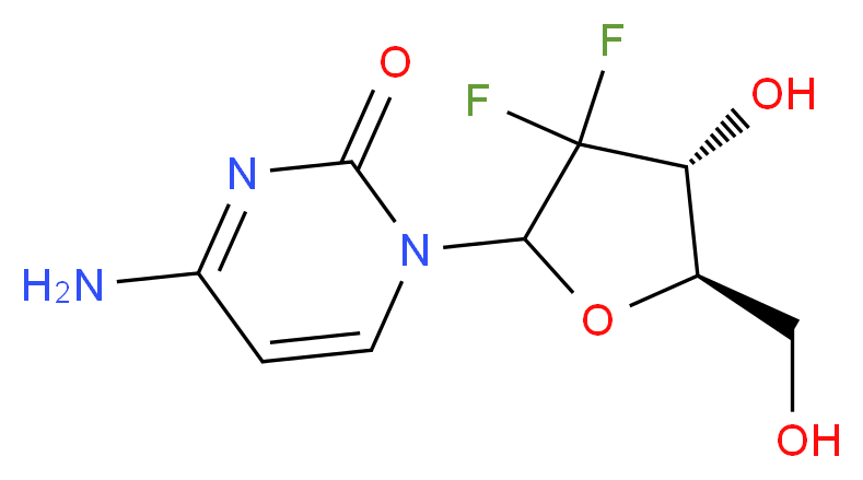 4-amino-1-[(4R,5R)-3,3-difluoro-4-hydroxy-5-(hydroxymethyl)oxolan-2-yl]-1,2-dihydropyrimidin-2-one_分子结构_CAS_95058-81-4