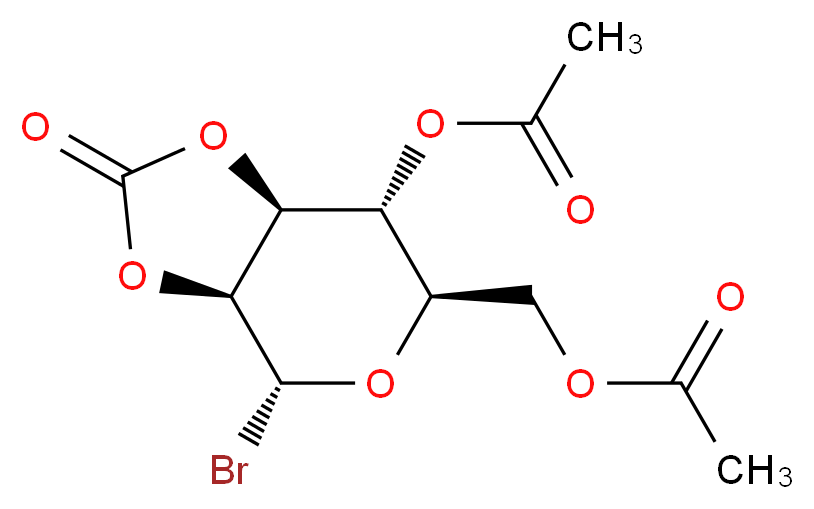 [(3aS,4R,6R,7R,7aS)-7-(acetyloxy)-4-bromo-2-oxo-hexahydro-[1,3]dioxolo[4,5-c]pyran-6-yl]methyl acetate_分子结构_CAS_53958-21-7