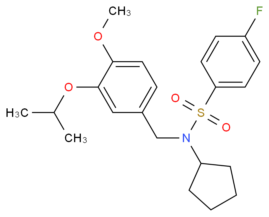 N-cyclopentyl-4-fluoro-N-(3-isopropoxy-4-methoxybenzyl)benzenesulfonamide_分子结构_CAS_)
