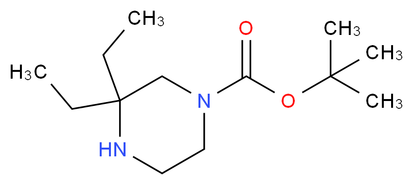 3,3-DIETHYL-PIPERAZINE-1-CARBOXYLIC ACID TERT-BUTYL ESTER_分子结构_CAS_886766-52-5)
