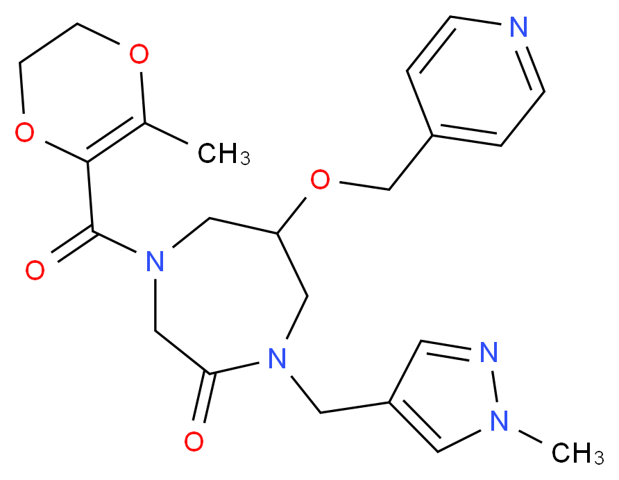 4-[(3-methyl-5,6-dihydro-1,4-dioxin-2-yl)carbonyl]-1-[(1-methyl-1H-pyrazol-4-yl)methyl]-6-(4-pyridinylmethoxy)-1,4-diazepan-2-one_分子结构_CAS_)