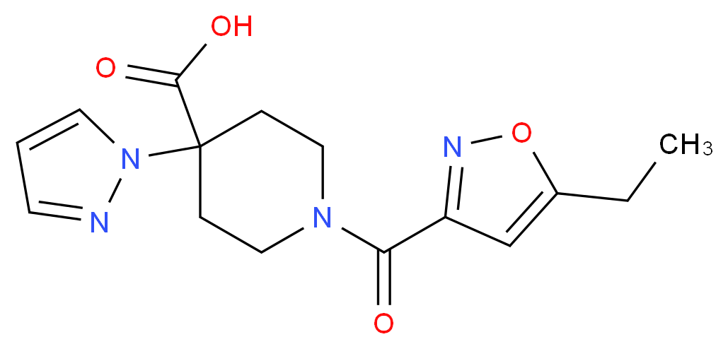 1-[(5-ethylisoxazol-3-yl)carbonyl]-4-(1H-pyrazol-1-yl)piperidine-4-carboxylic acid_分子结构_CAS_)
