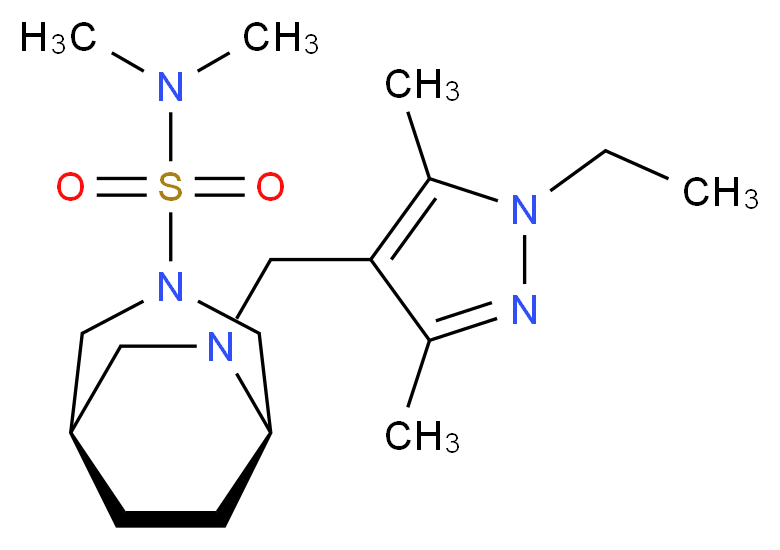 (1R*,5R*)-6-[(1-ethyl-3,5-dimethyl-1H-pyrazol-4-yl)methyl]-N,N-dimethyl-3,6-diazabicyclo[3.2.2]nonane-3-sulfonamide_分子结构_CAS_)