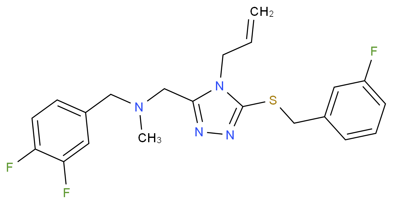 ({4-allyl-5-[(3-fluorobenzyl)thio]-4H-1,2,4-triazol-3-yl}methyl)(3,4-difluorobenzyl)methylamine_分子结构_CAS_)