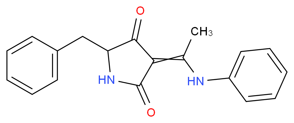 5-benzyl-3-[1-(phenylamino)ethylidene]pyrrolidine-2,4-dione_分子结构_CAS_33016-12-5