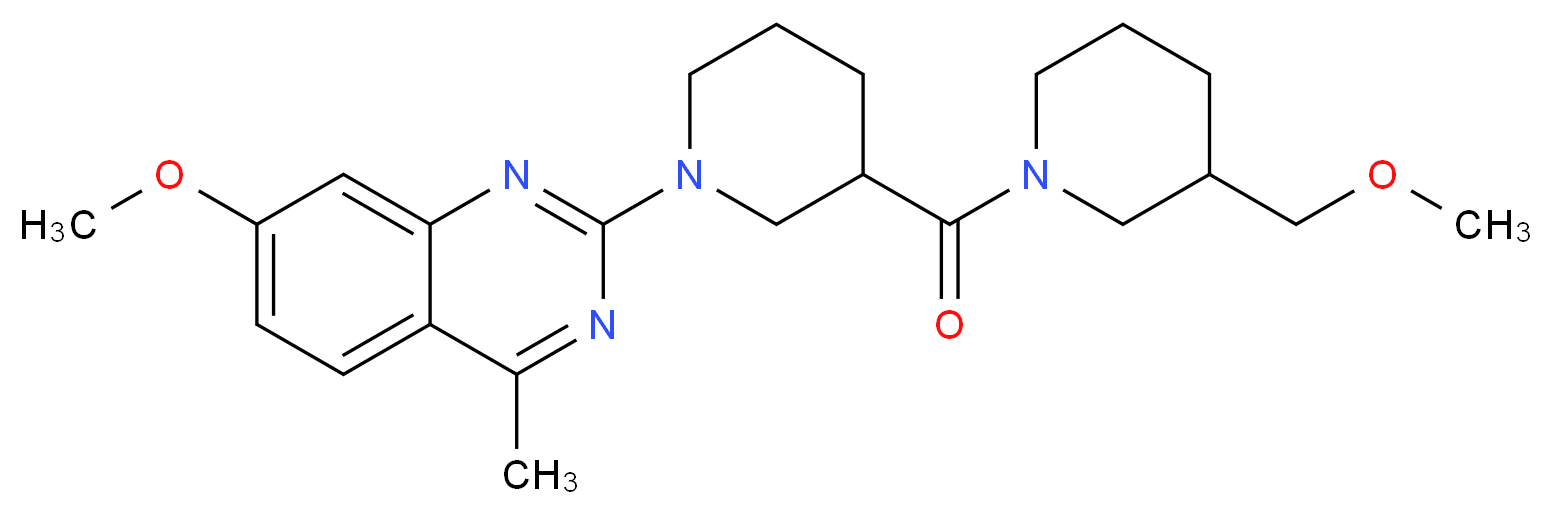 7-methoxy-2-(3-{[3-(methoxymethyl)-1-piperidinyl]carbonyl}-1-piperidinyl)-4-methylquinazoline_分子结构_CAS_)