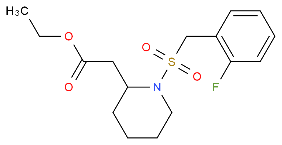 ethyl {1-[(2-fluorobenzyl)sulfonyl]-2-piperidinyl}acetate_分子结构_CAS_)