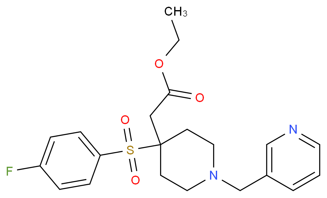 ethyl [4-[(4-fluorophenyl)sulfonyl]-1-(3-pyridinylmethyl)-4-piperidinyl]acetate_分子结构_CAS_)