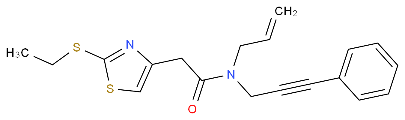 N-allyl-2-[2-(ethylthio)-1,3-thiazol-4-yl]-N-(3-phenylprop-2-yn-1-yl)acetamide_分子结构_CAS_)