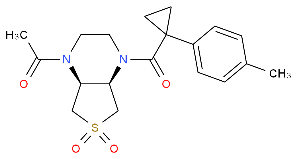 (4aR*,7aS*)-1-acetyl-4-{[1-(4-methylphenyl)cyclopropyl]carbonyl}octahydrothieno[3,4-b]pyrazine 6,6-dioxide_分子结构_CAS_)