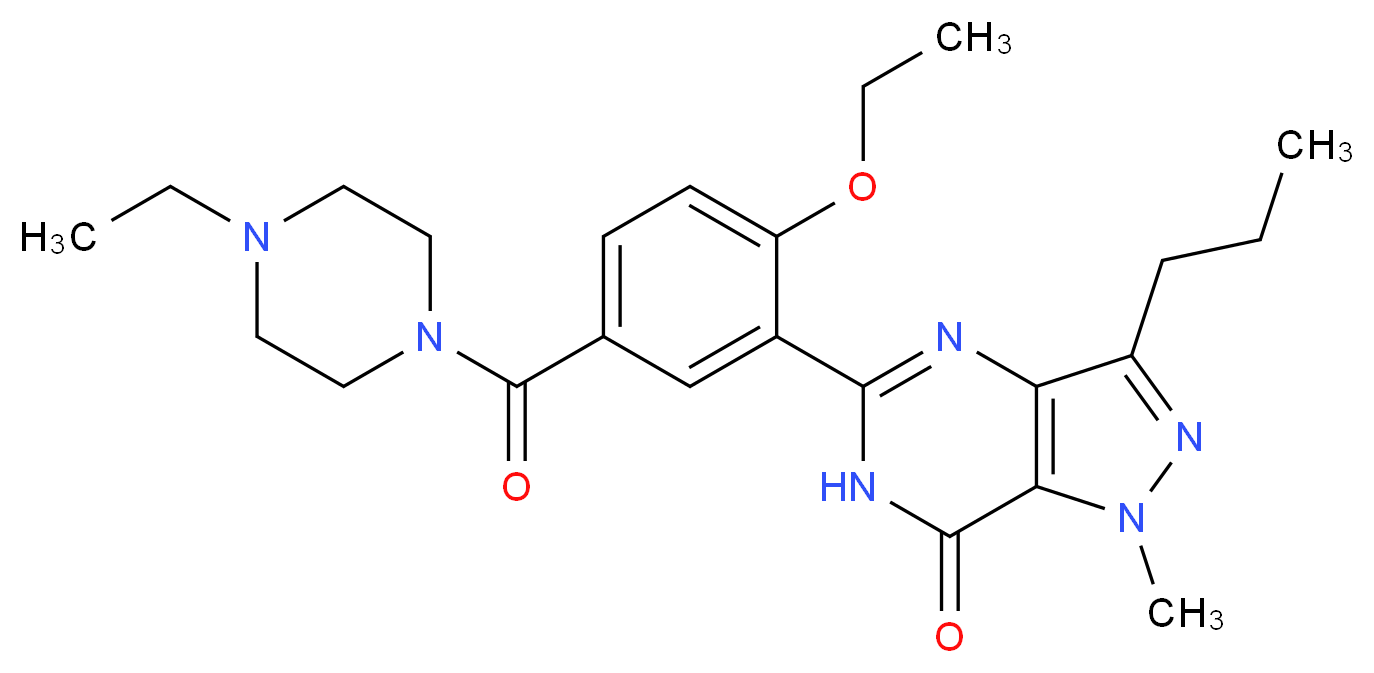 5-[2-ethoxy-5-(4-ethylpiperazine-1-carbonyl)phenyl]-1-methyl-3-propyl-1H,6H,7H-pyrazolo[4,3-d]pyrimidin-7-one_分子结构_CAS_944241-52-5