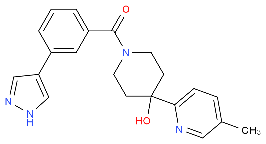 4-(5-methylpyridin-2-yl)-1-[3-(1H-pyrazol-4-yl)benzoyl]piperidin-4-ol_分子结构_CAS_)
