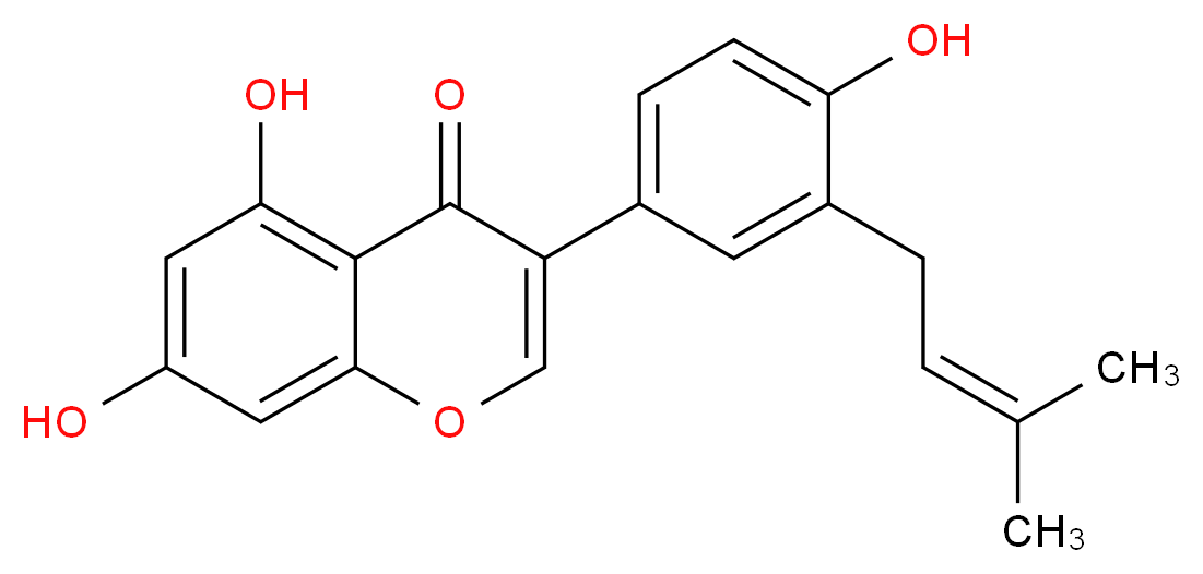 5,7-dihydroxy-3-[4-hydroxy-3-(3-methylbut-2-en-1-yl)phenyl]-4H-chromen-4-one_分子结构_CAS_68436-47-5