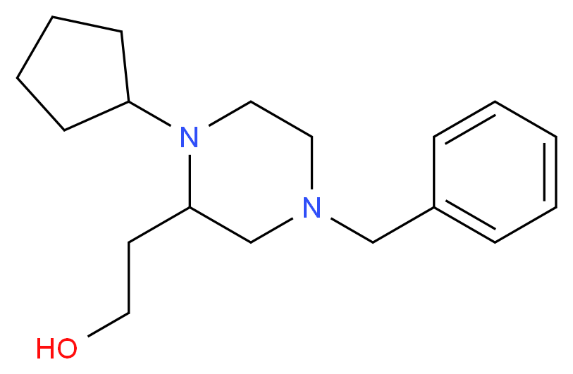 2-(4-benzyl-1-cyclopentyl-2-piperazinyl)ethanol_分子结构_CAS_)