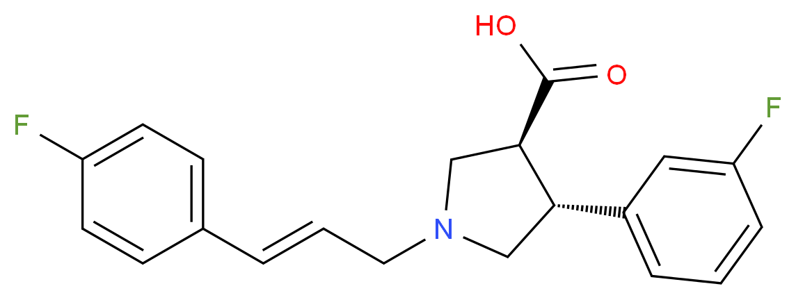 (3S*,4R*)-4-(3-fluorophenyl)-1-[(2E)-3-(4-fluorophenyl)prop-2-en-1-yl]pyrrolidine-3-carboxylic acid_分子结构_CAS_)