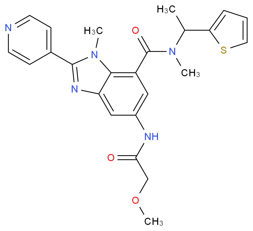 5-[(methoxyacetyl)amino]-N,1-dimethyl-2-(4-pyridinyl)-N-[1-(2-thienyl)ethyl]-1H-benzimidazole-7-carboxamide_分子结构_CAS_)