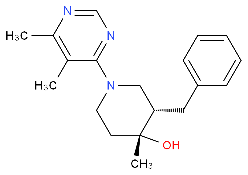 (3S*,4R*)-3-benzyl-1-(5,6-dimethyl-4-pyrimidinyl)-4-methyl-4-piperidinol_分子结构_CAS_)