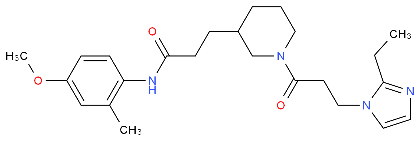3-{1-[3-(2-ethyl-1H-imidazol-1-yl)propanoyl]-3-piperidinyl}-N-(4-methoxy-2-methylphenyl)propanamide_分子结构_CAS_)