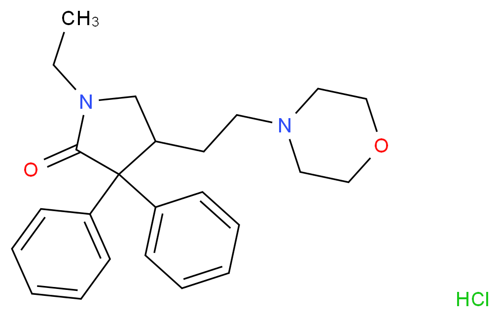 1-ethyl-4-[2-(morpholin-4-yl)ethyl]-3,3-diphenylpyrrolidin-2-one hydrochloride_分子结构_CAS_7081-53-0