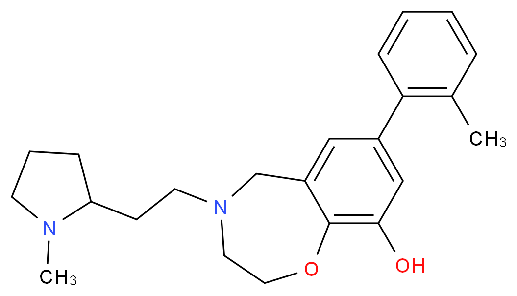 7-(2-methylphenyl)-4-[2-(1-methylpyrrolidin-2-yl)ethyl]-2,3,4,5-tetrahydro-1,4-benzoxazepin-9-ol_分子结构_CAS_)
