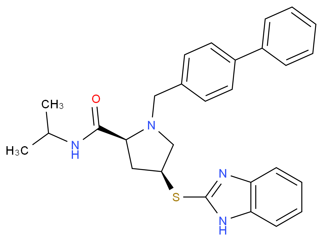 (4S)-4-(1H-benzimidazol-2-ylthio)-1-(4-biphenylylmethyl)-N-isopropyl-L-prolinamide_分子结构_CAS_)