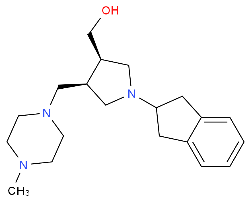 {(3R*,4R*)-1-(2,3-dihydro-1H-inden-2-yl)-4-[(4-methylpiperazin-1-yl)methyl]pyrrolidin-3-yl}methanol_分子结构_CAS_)